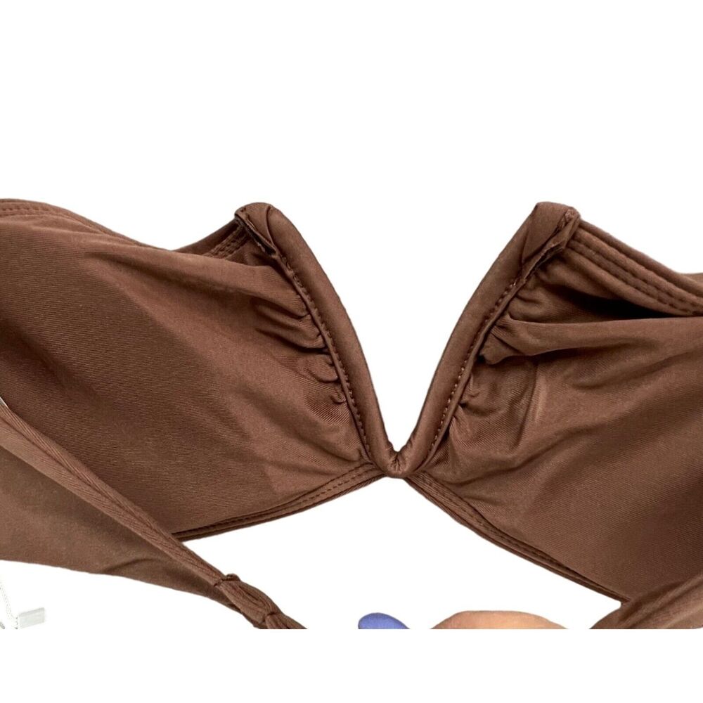 Andie Bikini Top‎ Womens M Espresso Brown Scala Strapless Bandeau Swimwear NEW - Picture 5 of 12